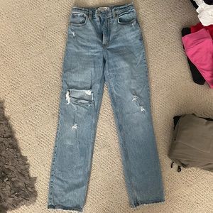 Abercrombie 90s straight ultra high rise medium wash jeans
